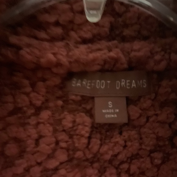 BAREFOOT DREAMS COLLAR OPEN FRONT HEAVY CARDIGAN JACKET 2 Lg pockets SM Rosewood - Picture 3 of 5